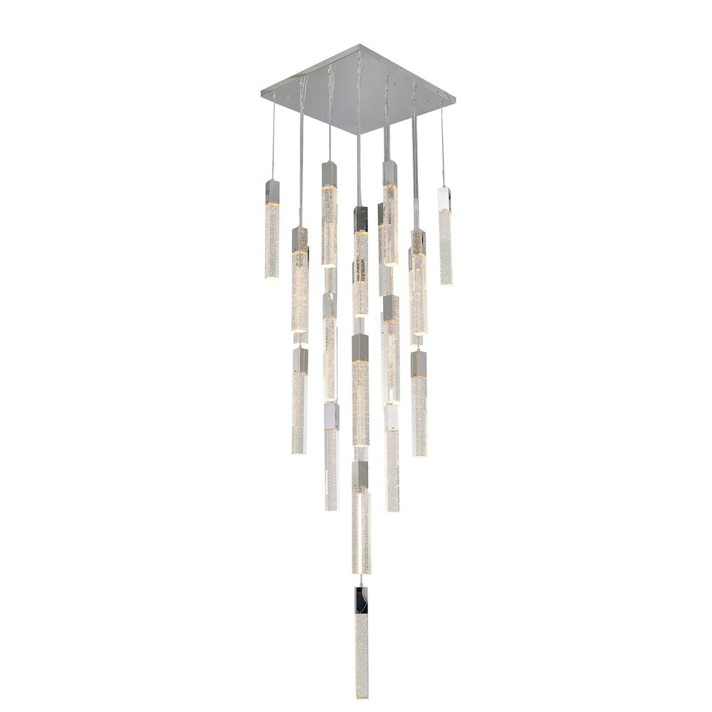 25-Light Chrome Chandelier With A Clear Bubble Crystal