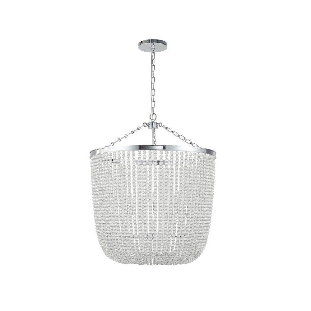 8-Light Chrome Chandelier With Clear Beaded hanging Glass