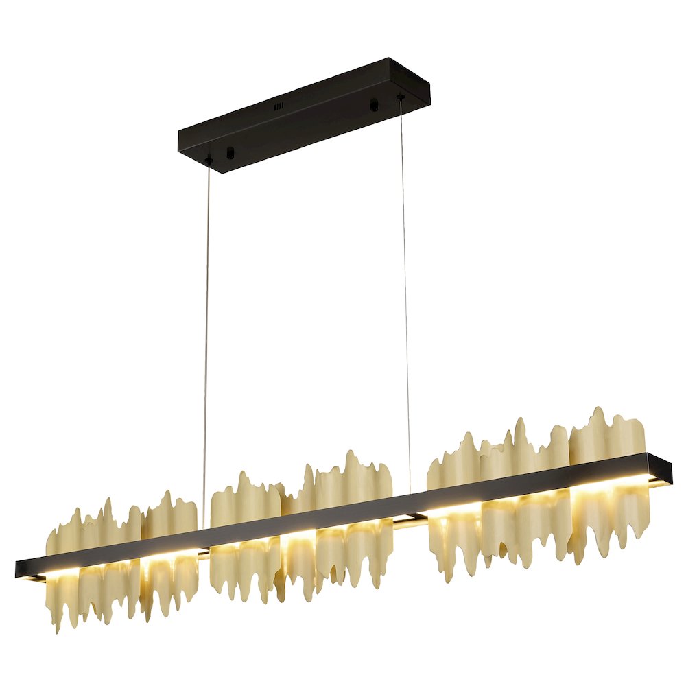 1-Light Black Stainless Steel LED Chandelier With Brass Copper