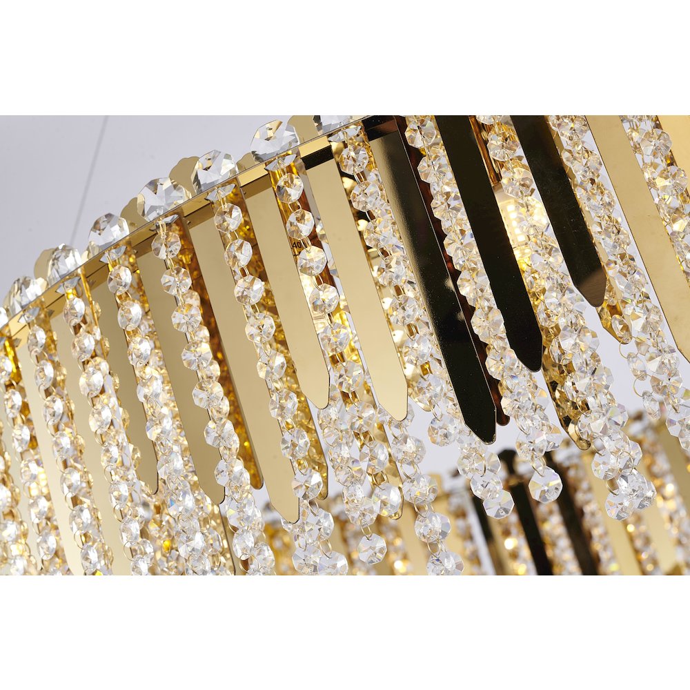 9-Light Gold Stainless Steel Chandelier With Clear Crystal Beads