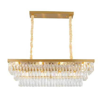 12-Light Gold Metal Chandelier With Clear Crystal