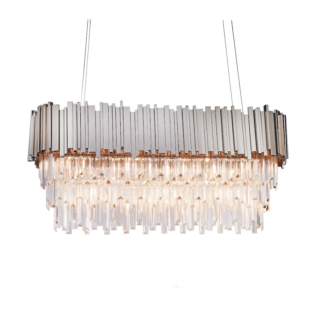 7-Light Chrome Chandelier With Clear Crystals