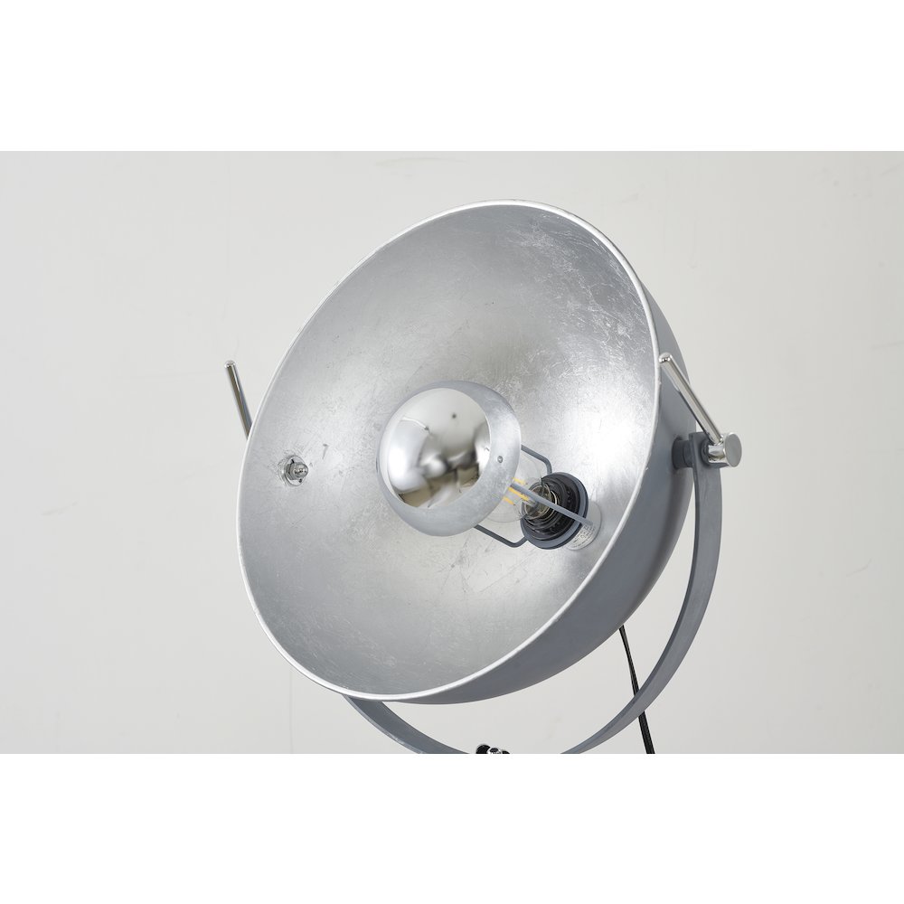 1-Light Grey Metal Floor Lamp With A Silver Leaf Interior Shade