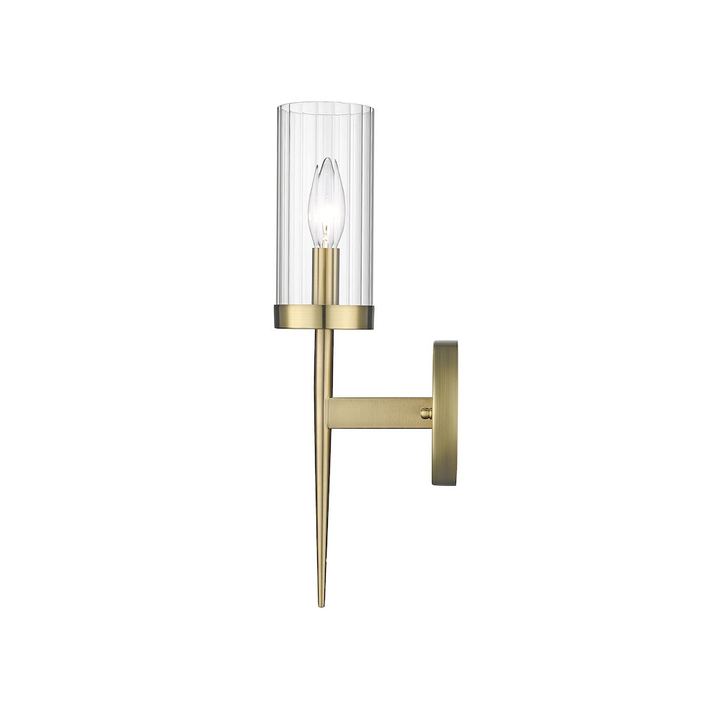 1-Light Gold Iron Wall Sconce With A Clear Glass Shade