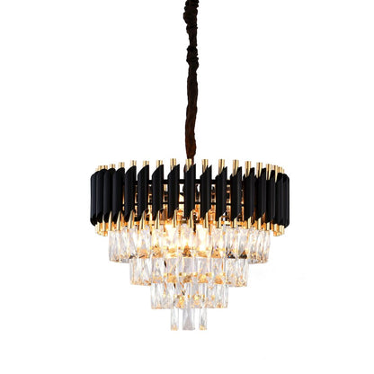 8-Light Gold And Black Chandelier With Clear Crystals
