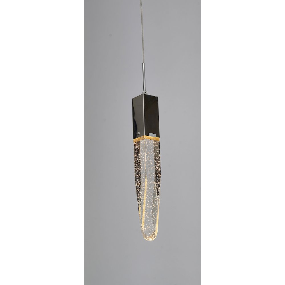 1-Light Matte Black Single Pendant With A Clear Iceberg Bubble Crystal