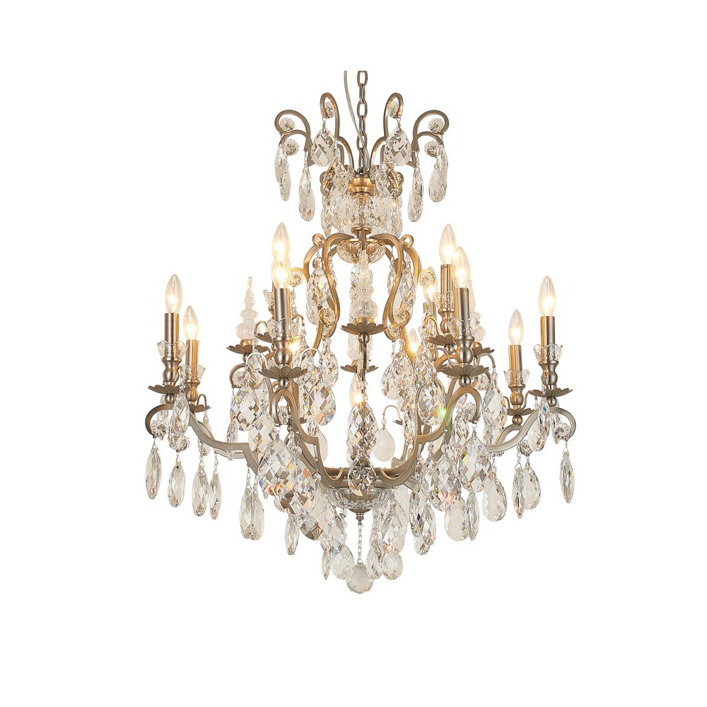 13-Light Pewter Chandelier With Clear Crystals