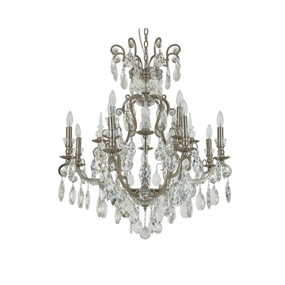 13-Light Pewter Chandelier With Clear Crystals