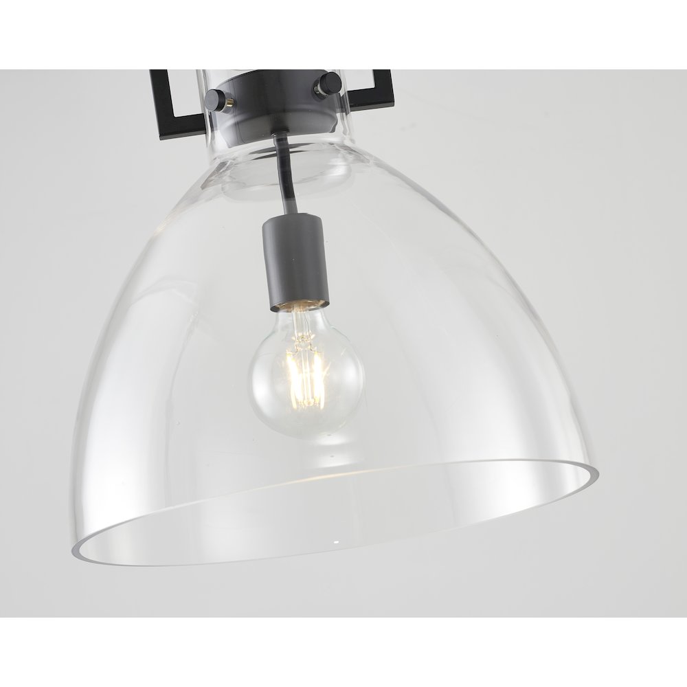 1-Light Black Semi Flush Mount With A Clear Glass Shade