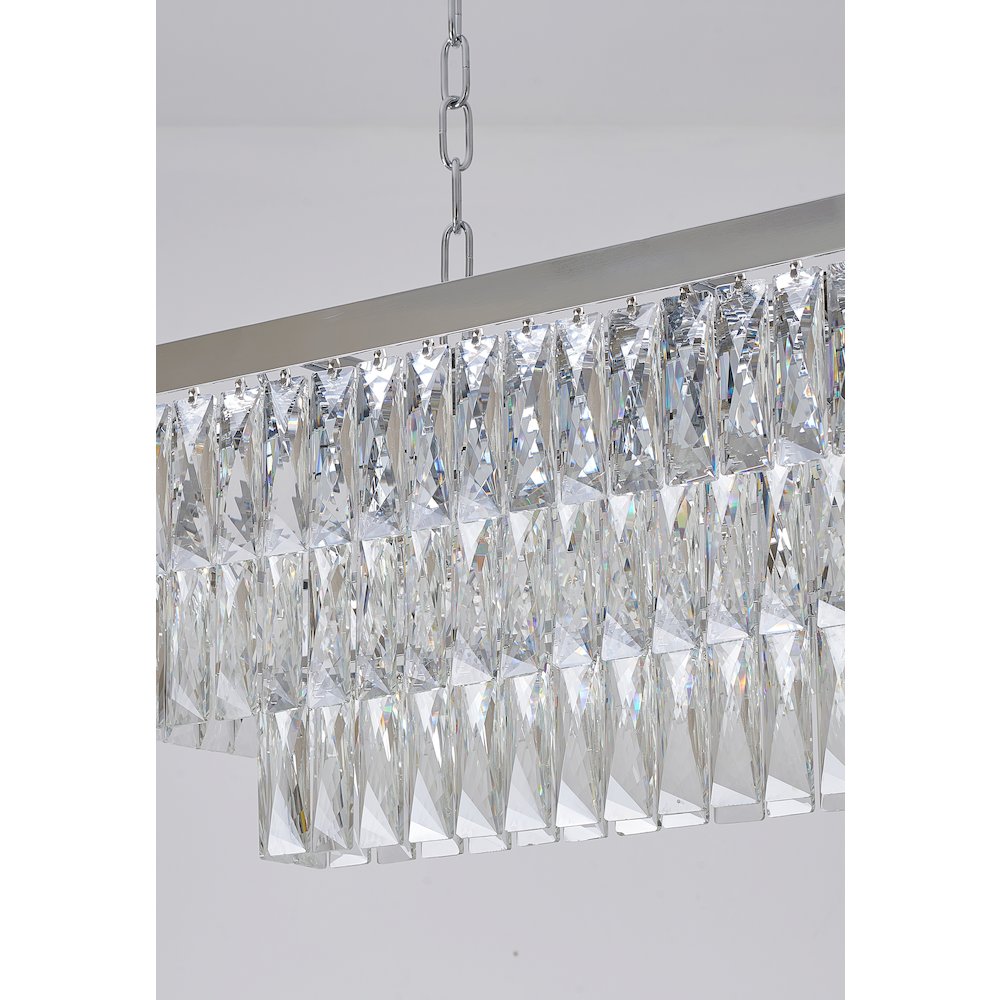 12-Light Chrome Metal Chandelier With Clear Crystal