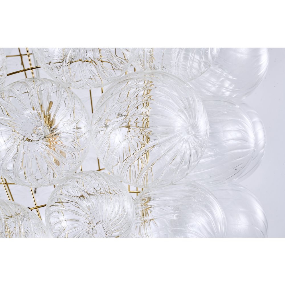12-Light Brass Chandelier With Clear Swirl Glass Shades