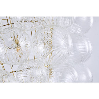 12-Light Brass Chandelier With Clear Swirl Glass Shades