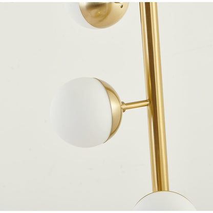 5-Light Brass Metal Floor Lamp With White Glass Shades