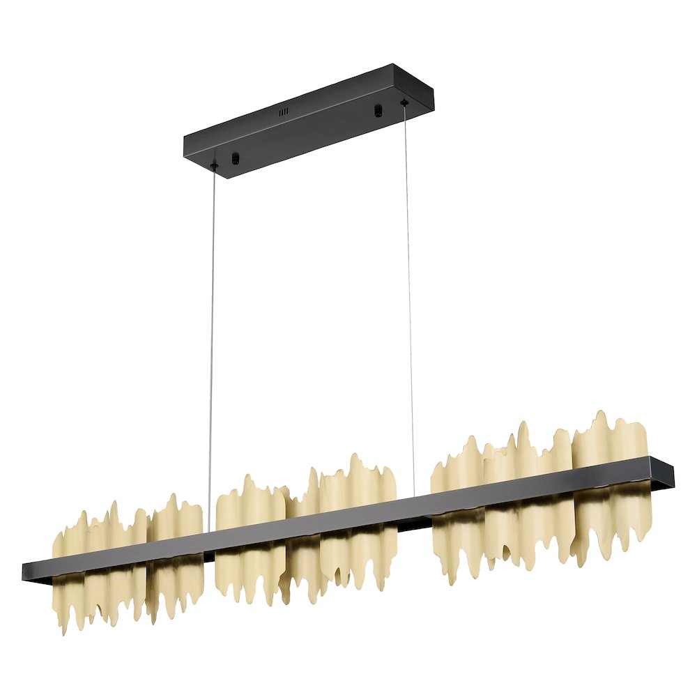 1-Light Black Stainless Steel LED Chandelier With Brass Copper