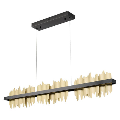 1-Light Black Stainless Steel LED Chandelier With Brass Copper