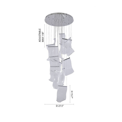 8-Light Chrome Chandelier With Acrylic Crumbled Sheet Pendants
