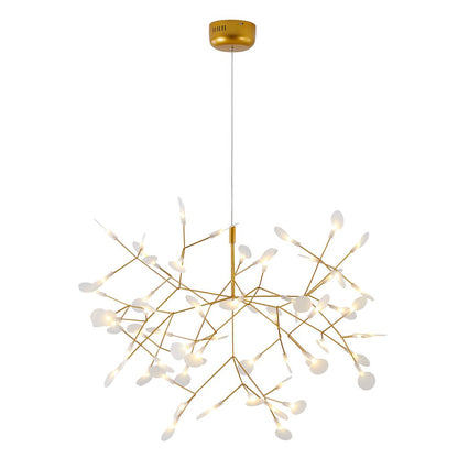 63-Light Gold LED Petal Chandelier With Frosted Acrylic Diffusers