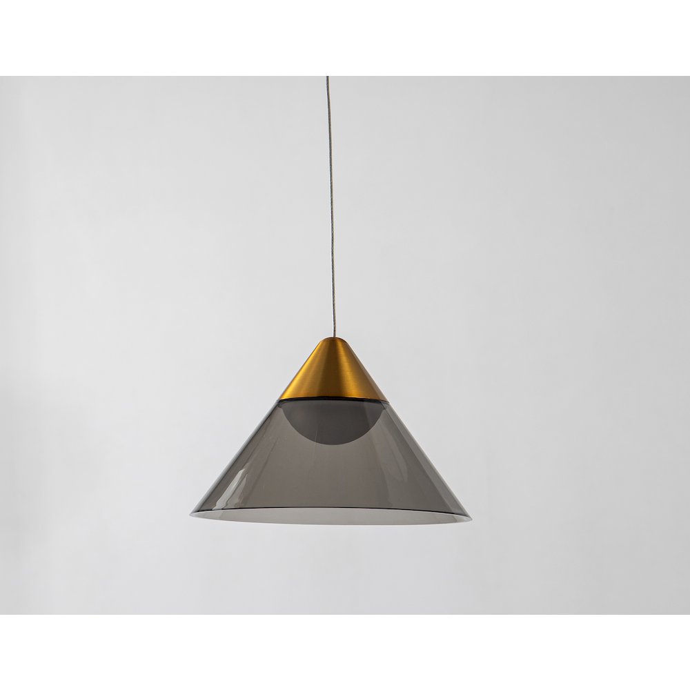 1-Light Antique Gold Single Pendant With A Smoke Acrylic Shade
