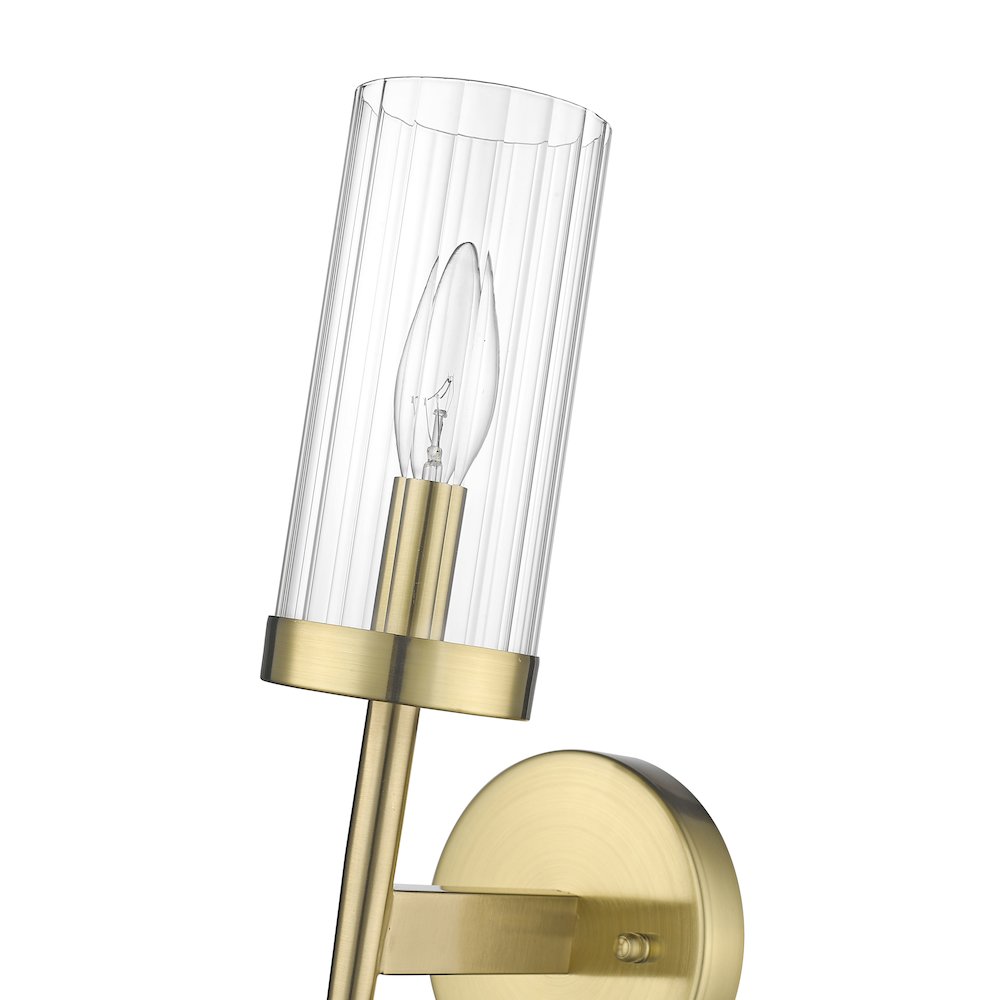 1-Light Gold Iron Wall Sconce With A Clear Glass Shade