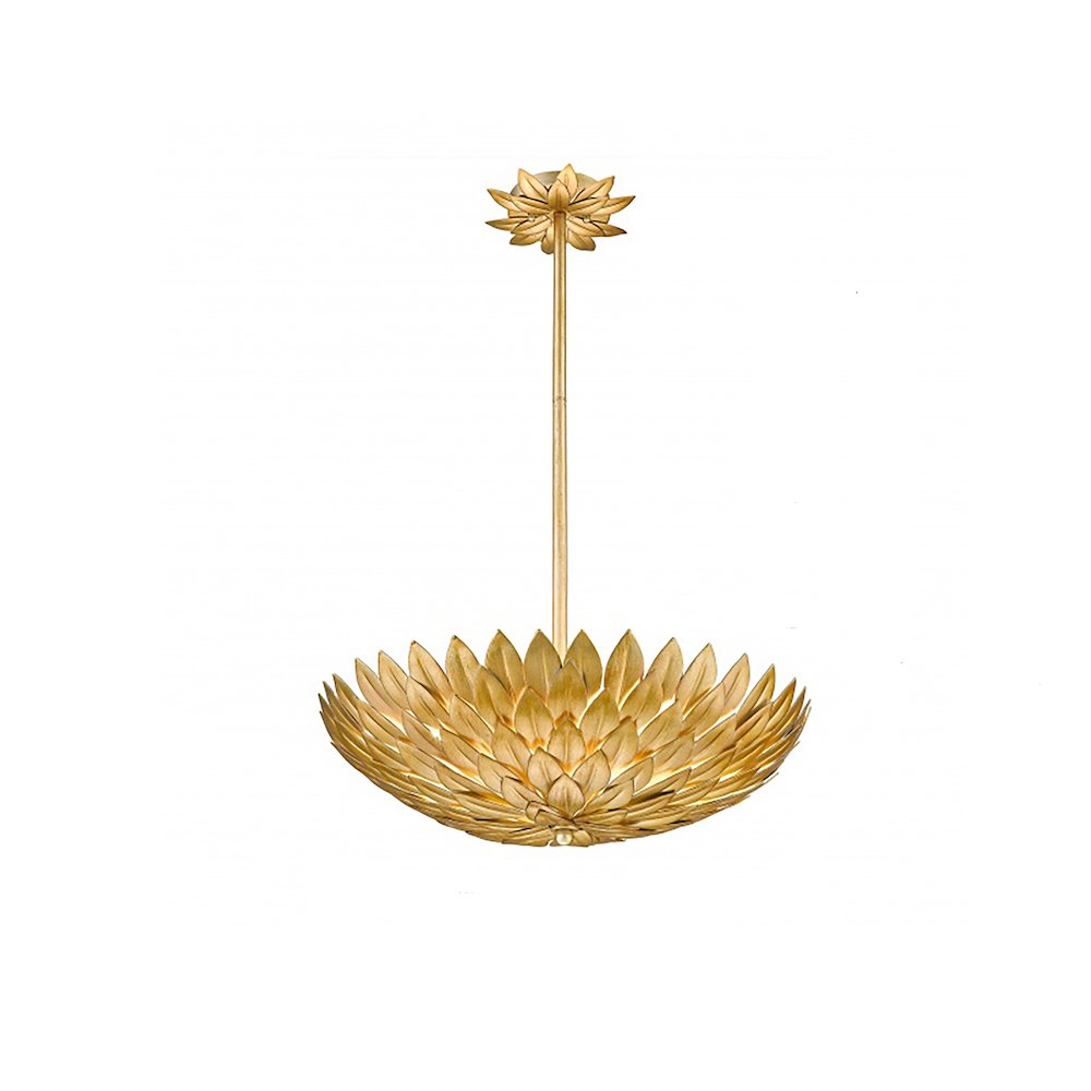 5-Light Gold Metal Leaf Chandelier