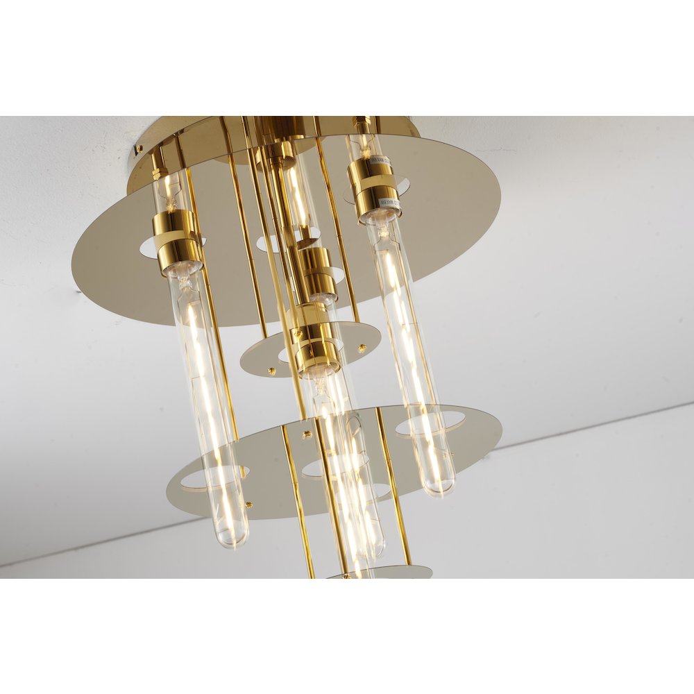 5-Light Gold Flush Mount With 4 Tier Halo
