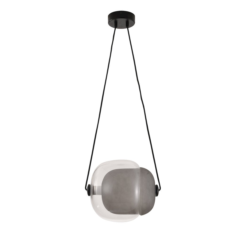1-Light Black LED Pendant With A Clear And Smoke Glass Shade