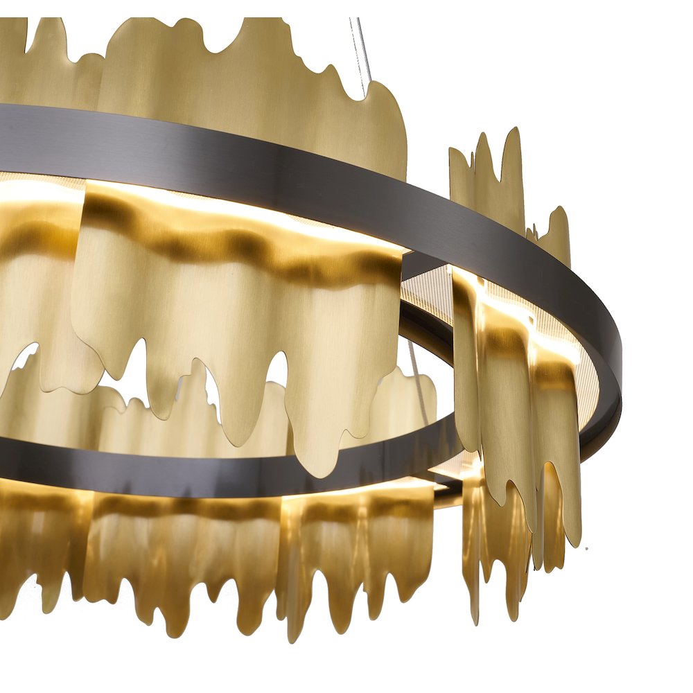 1-Light Black Stainless Steel LED Chandelier With Brass Copper