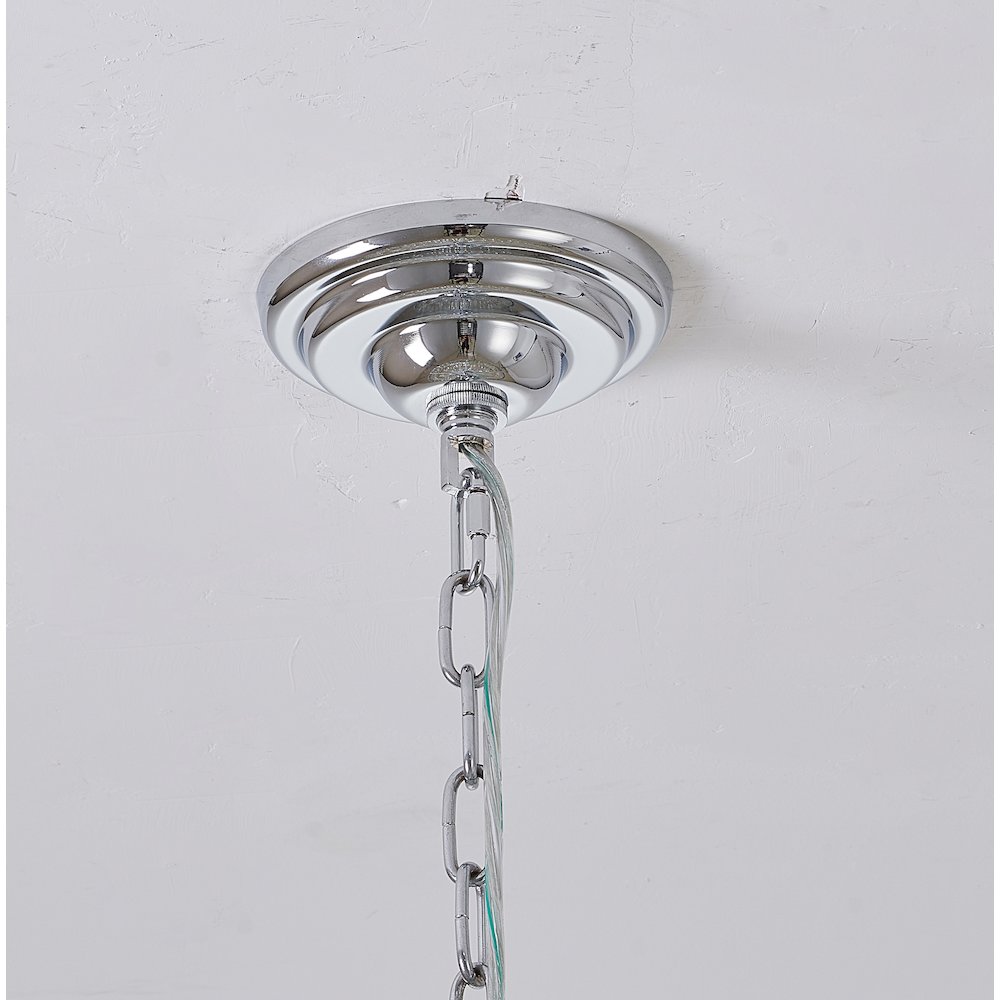 14-Light Chrome Metal Chandelier With Clear Crystals