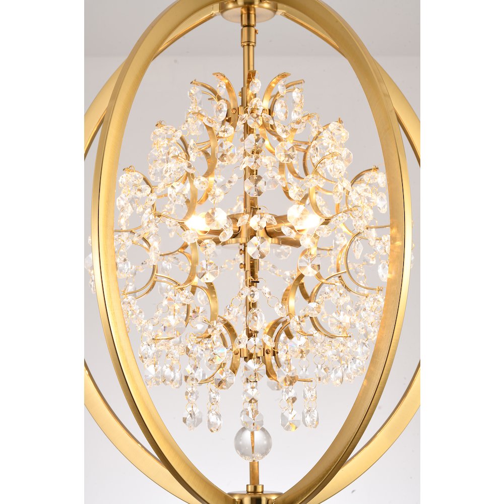 4-Light Antique Brass Metal Chandelier With Clear Crystals