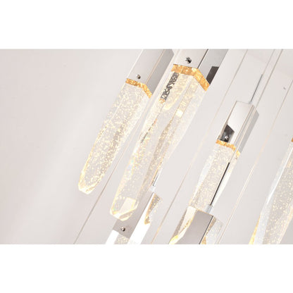 13-Light Chrome Chandelier With A Clear iceberg bubble Crystal