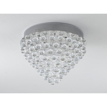9-Light Chrome Flush Mount With Clear Crystals
