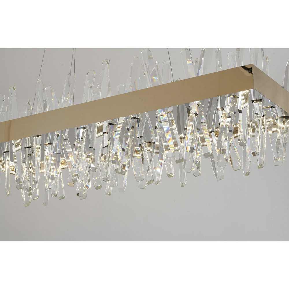 4-Light Gold LED Chandelier With Clear Crystals