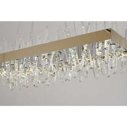 4-Light Gold LED Chandelier With Clear Crystals