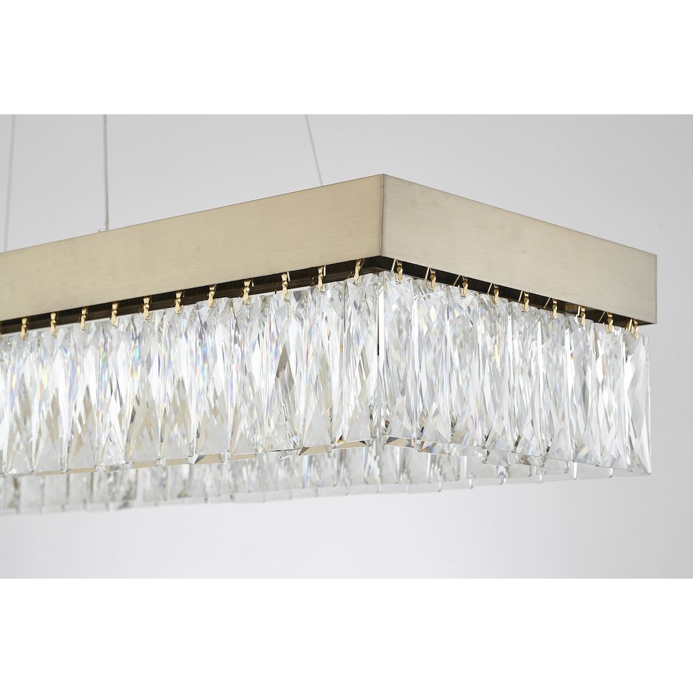 4-Light Gold Hairline LED Chandelier With Clear Crystals