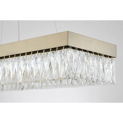 4-Light Gold Hairline LED Chandelier With Clear Crystals
