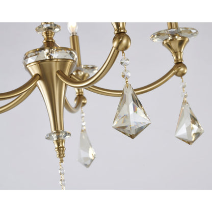 5-Light Satin Brass Chandelier With Clear And Champagne Crystals