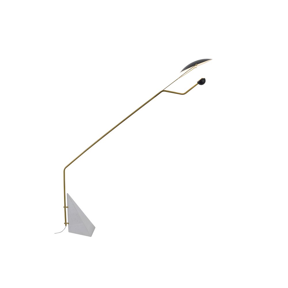 1-Light Black Aluminum Floor Lamp With A Marble Base And Metal Shade