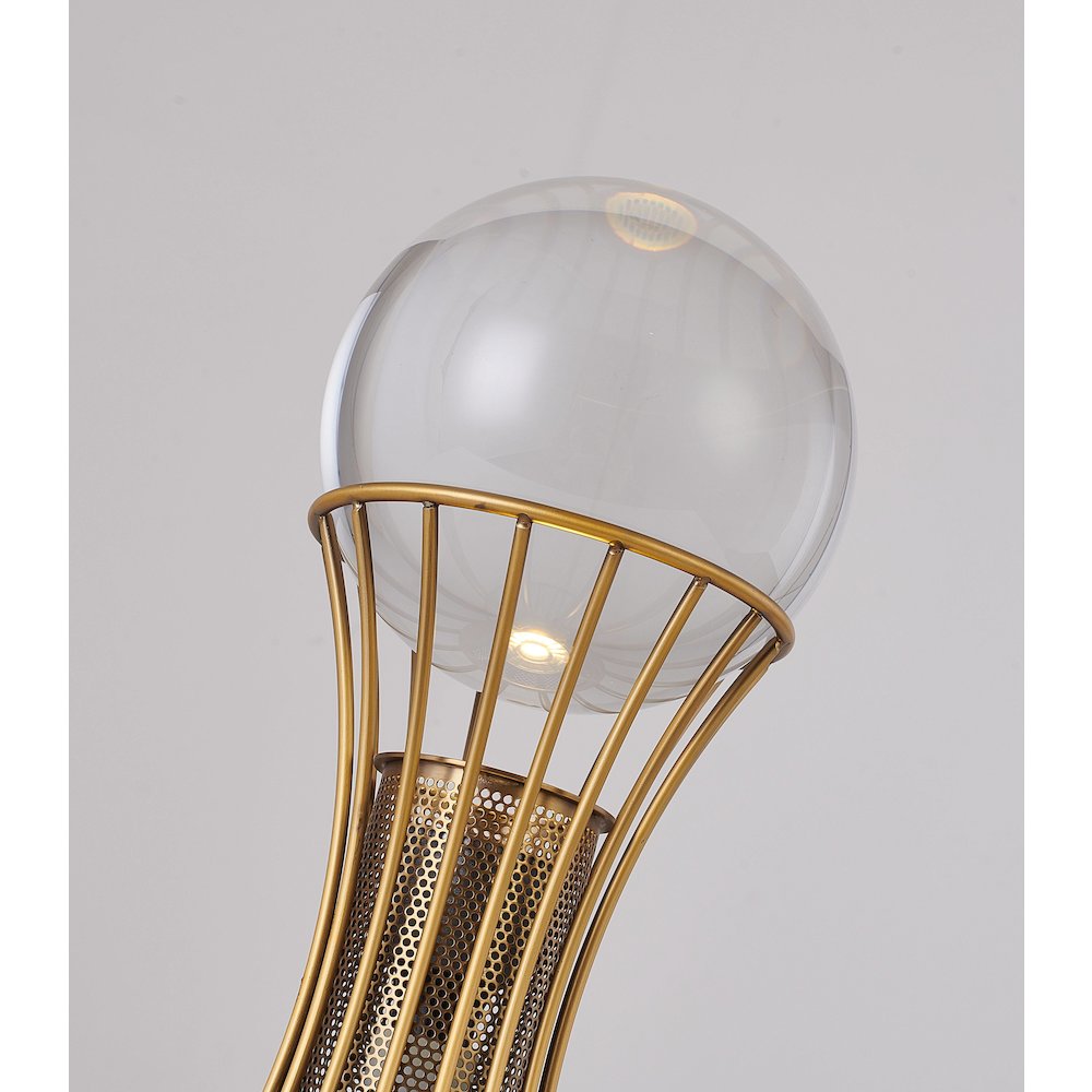 1-Light Antique Brass Metal Table Lamp With A Clear Crystal Ball