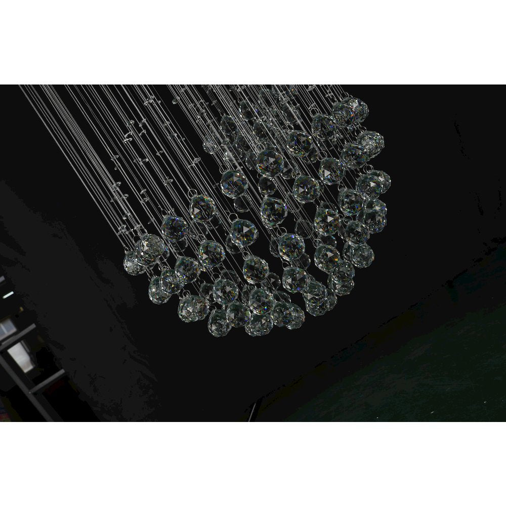 16-Light Chrome Chandelier With Clear Hanging Crystals And Beads