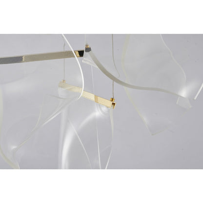 6-Light Gold LED Chandelier With Acrylic Pendants