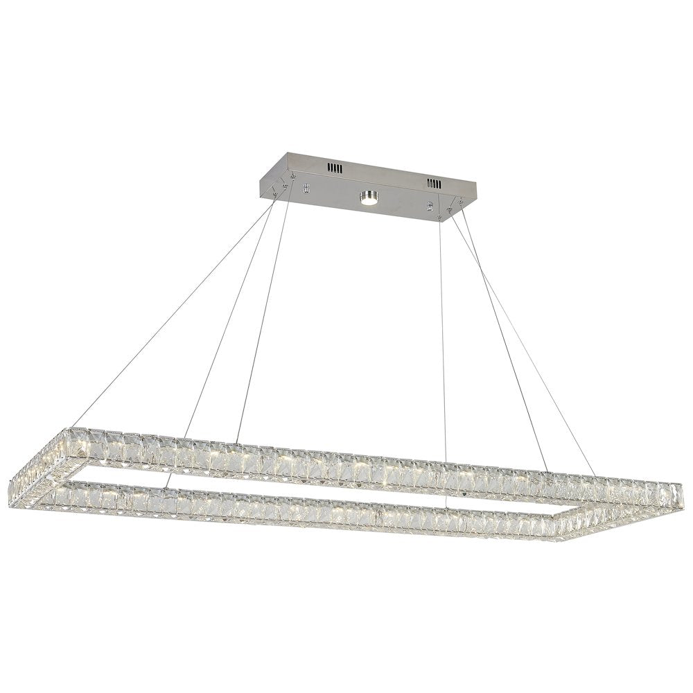4-Light Chrome Dimmable LED chandelier With Clear Crystal Accents