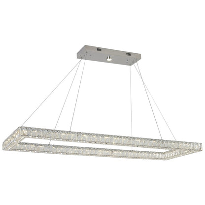4-Light Chrome Dimmable LED chandelier With Clear Crystal Accents