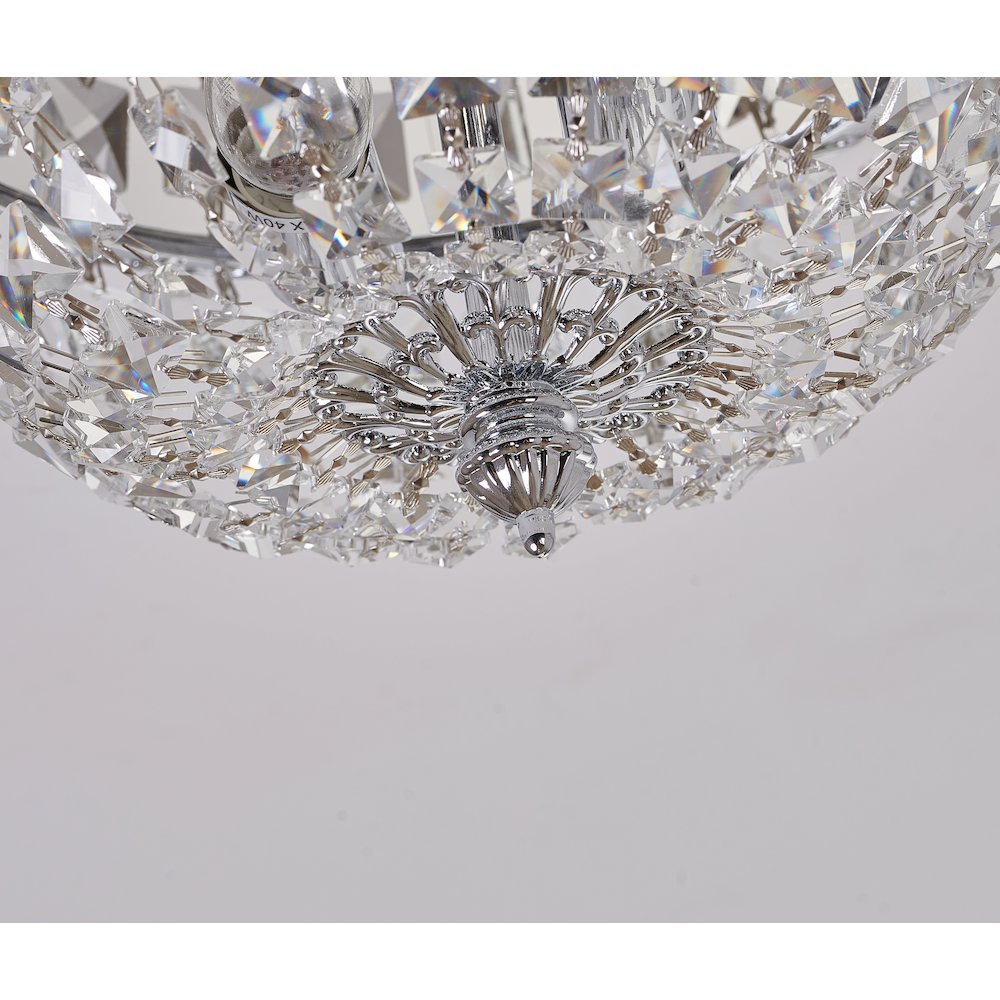 2-Light Chrome Flush Mount With Clear Hanging Crystals