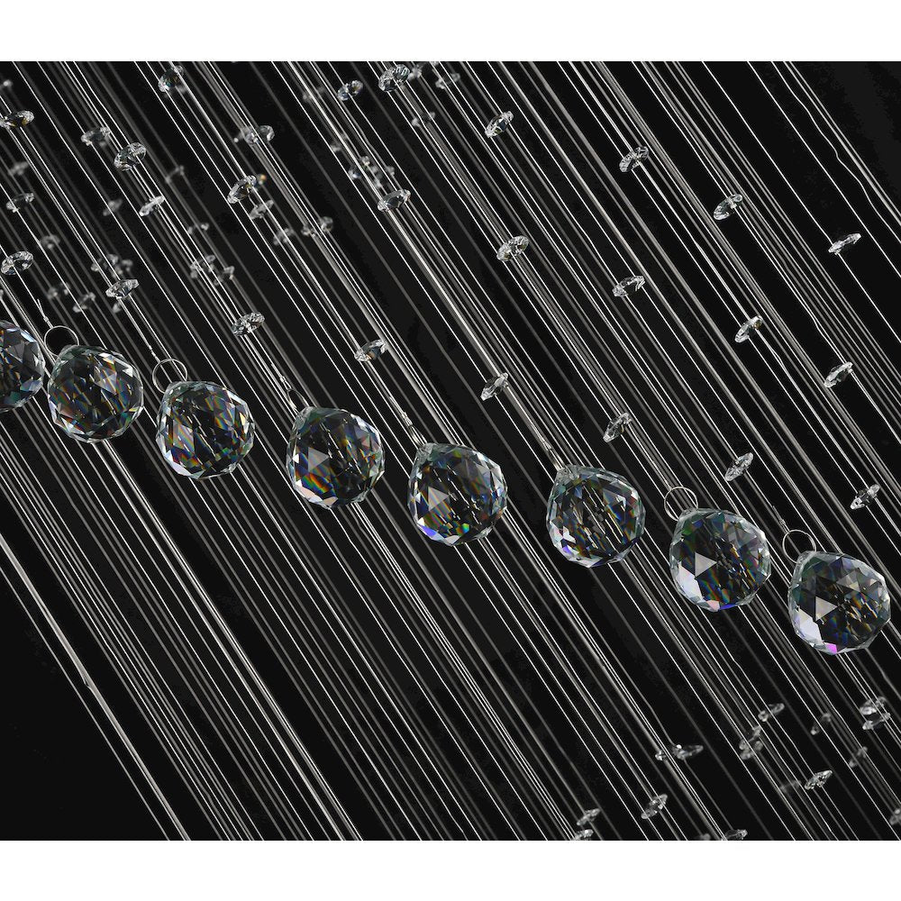 9-Light Chrome Chandelier With Clear Hanging Crystals And Beads