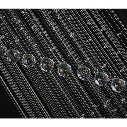 9-Light Chrome Chandelier With Clear Hanging Crystals And Beads