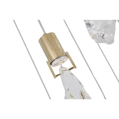 7-Light Brushed Gold Chandelier With Clear Crystal Stones