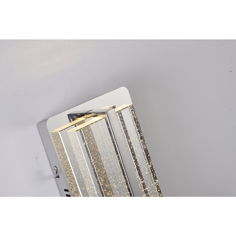 1-Light Chrome LED Wall Sconce With Clear Bubble Glass Shade
