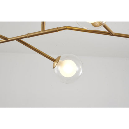 7-Light Brass Chandelier With Clear And White Glass Shades