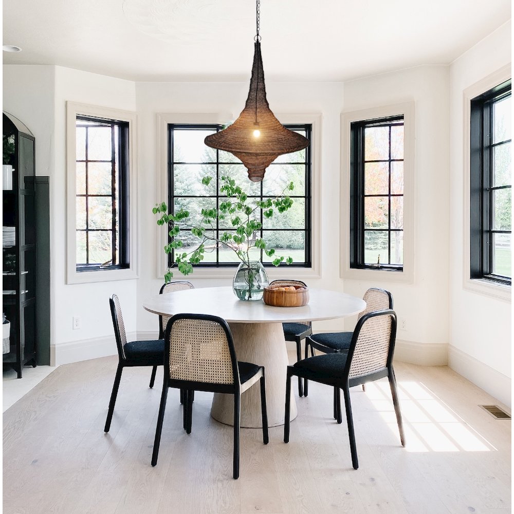 1-Light Satin Black Pendant With A Chain Basket Shade