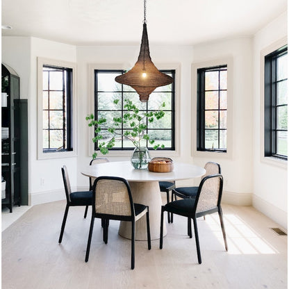 1-Light Satin Black Pendant With A Chain Basket Shade